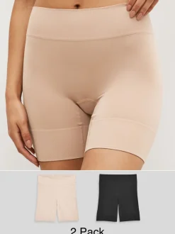 Shapewear|Next - Verpakking van 2 naadloze irritatiewerende shorts Zwart/pastelroze huidskleur