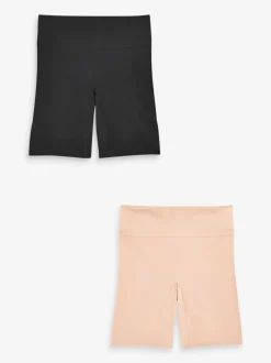 Shapewear|Next - Verpakking van 2 naadloze irritatiewerende shorts Zwart/pastelroze huidskleur