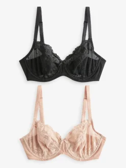 Beha's*Next - Verpakking van 2 kanten beha's cup DD+ Zwart/praline huidskleur
