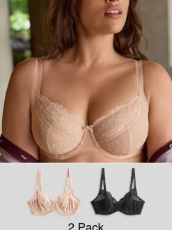 Beha's*Next - Verpakking van 2 kanten beha's cup DD+ Zwart/praline huidskleur