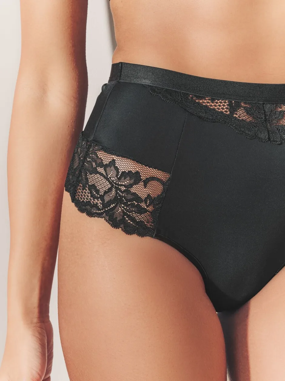 Shapewear|Next - 2 Strings met licht buikcorrigerende hoge taille Zwart/praline huidskleur