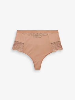 Shapewear|Next - 2 Strings met licht buikcorrigerende hoge taille Zwart/praline huidskleur