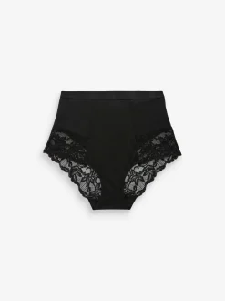 Shapewear|Next - Verpakking van 2 Braziliaanse slipjes met kanten achterkant en buikcorrigerend effect en print Zwart/praline huidskleur
