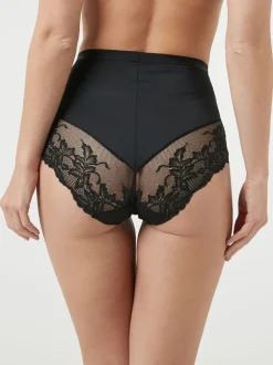 Shapewear|Next - Verpakking van 2 Braziliaanse slipjes met kanten achterkant en buikcorrigerend effect en print Zwart/praline huidskleur