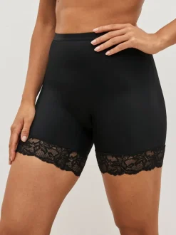 Shapewear|Next Zwart/praline huidskleur - 2 Licht vormgevende buikcorrigerende shorts met kanten achterkant