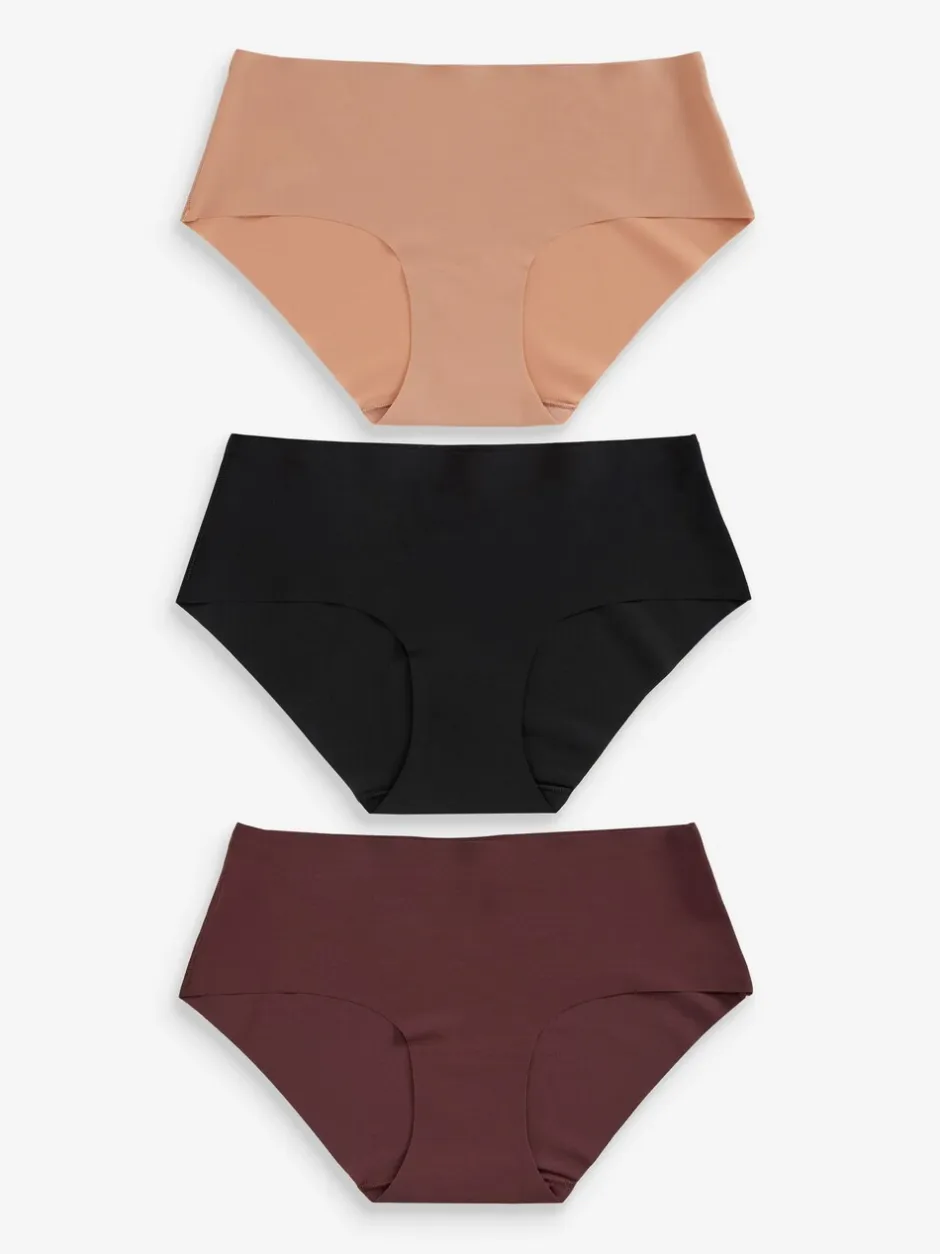 Onderbroeken*Next - Geen zichtbare onderbroeklijn comfortabele slips verpakking van 3 Zwart/Praline Huidskleur/Chocolade Huidskleur