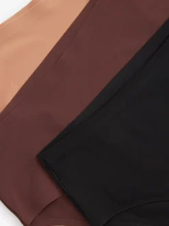 Onderbroeken|Next - Geen zichtbare onderbroeklijn comfortabele slips verpakking van 3 Zwart/Praline Huidskleur/Chocolade Huidskleur