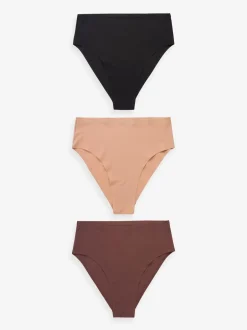 Onderbroeken|Next - Geen zichtbare onderbroeklijn comfortabele slips verpakking van 3 Zwart/Praline Huidskleur/Chocolade Huidskleur