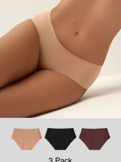 Onderbroeken*Next - Geen zichtbare onderbroeklijn comfortabele slips verpakking van 3 Zwart/Praline Huidskleur/Chocolade Huidskleur
