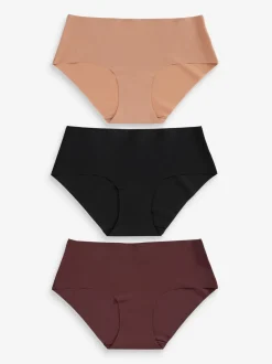 Onderbroeken*Next - Geen zichtbare onderbroeklijn comfortabele slips verpakking van 3 Zwart/Praline Huidskleur/Chocolade Huidskleur