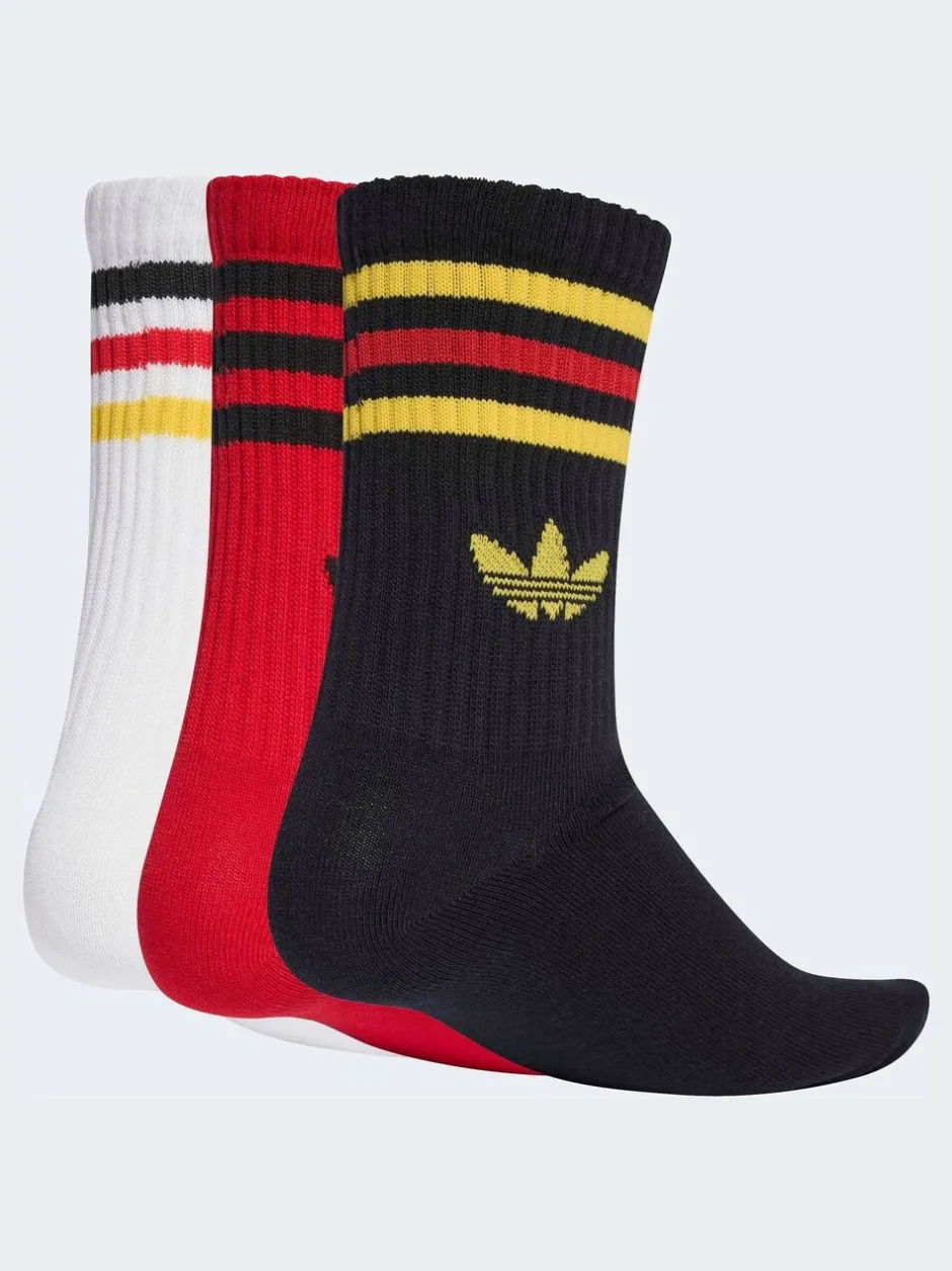 Sokken|Sokken*adidas originals Zwart/rood - Ronde hals - 3-Strepen Crew Sokken 3 paar