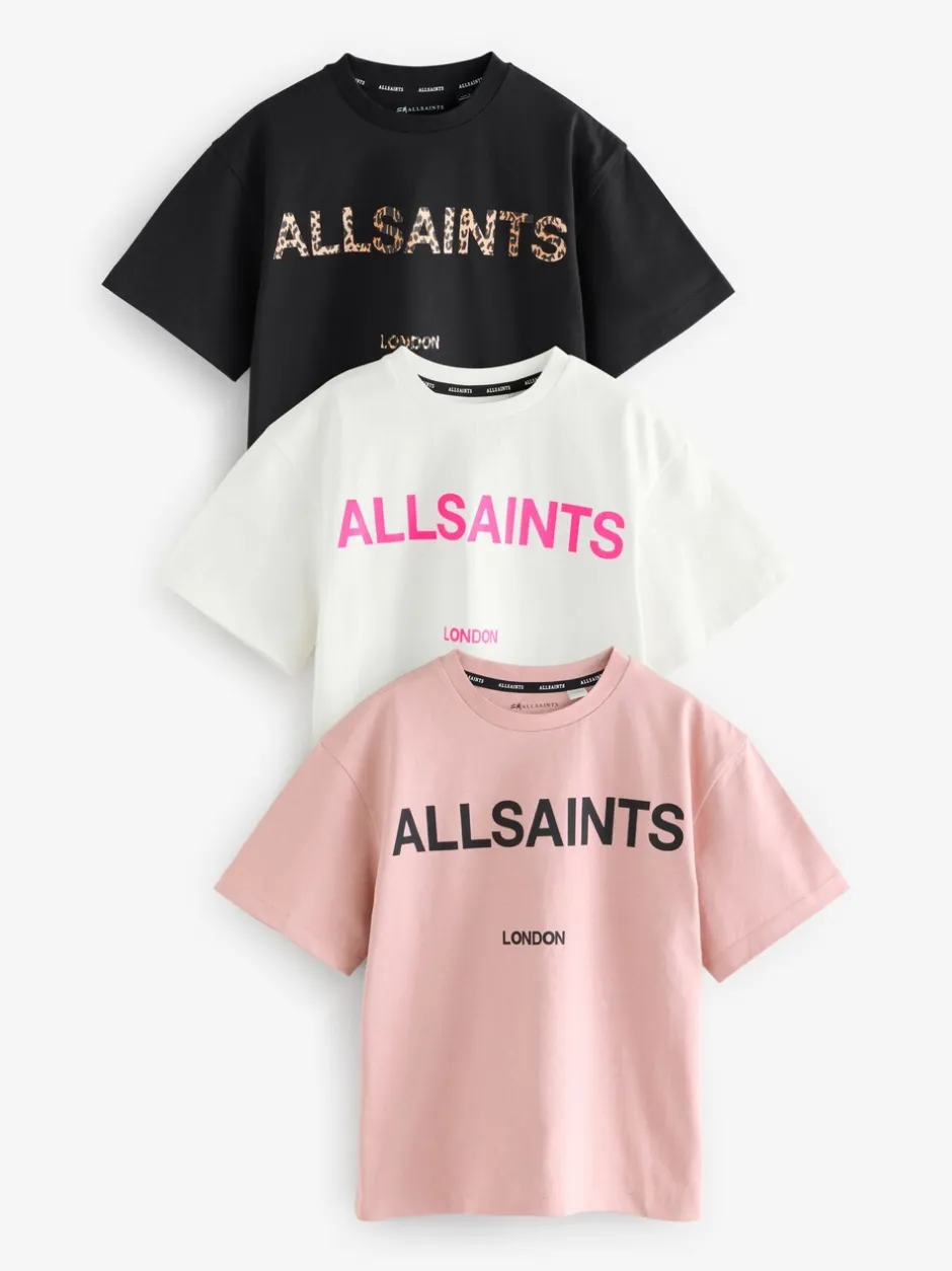 T-Shirts*smALLSAINTS - Oversized Girls Logo T-Shirts 3 Pack Zwart/roze
