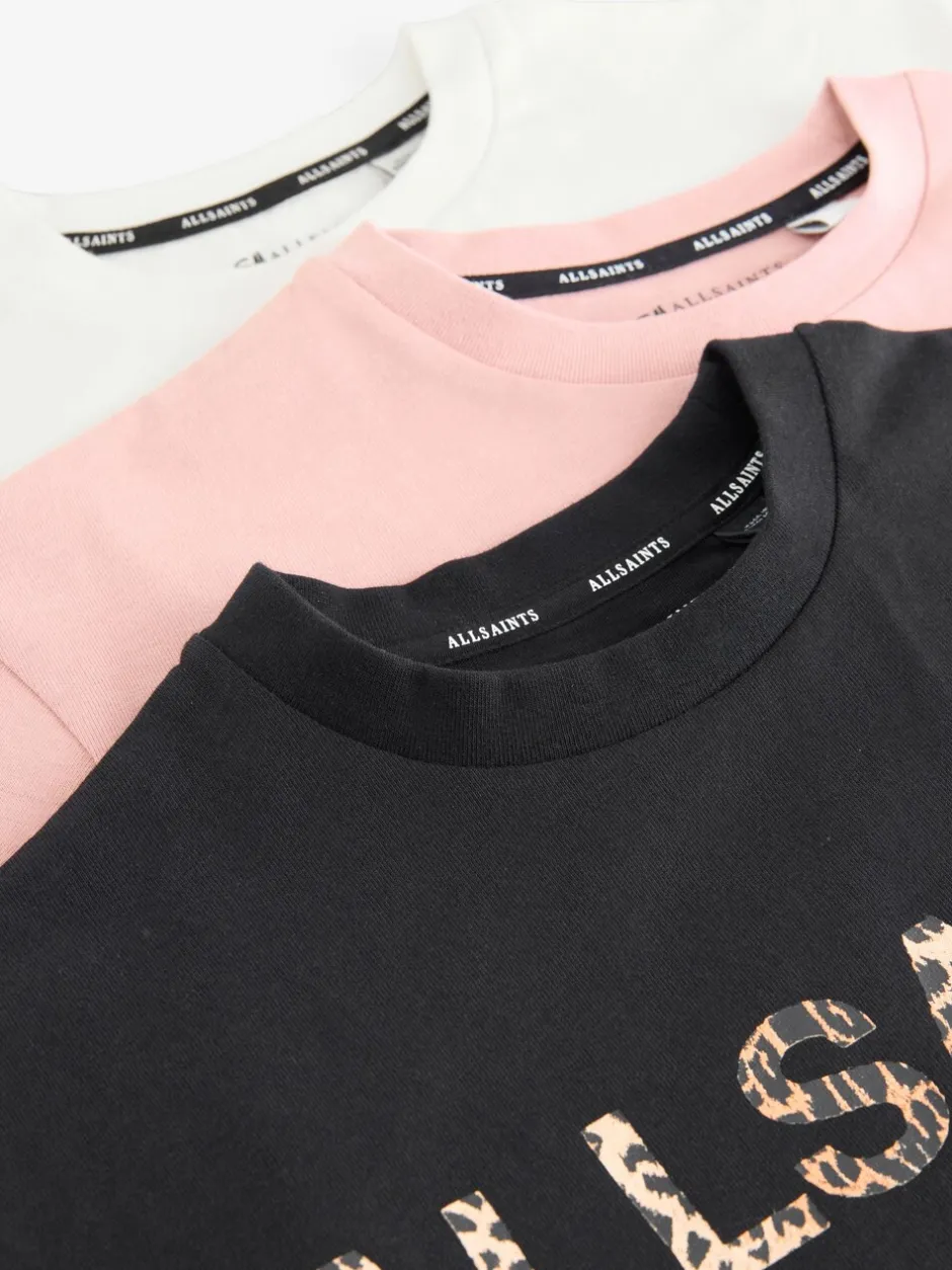 T-Shirts*smALLSAINTS - Oversized Girls Logo T-Shirts 3 Pack Zwart/roze
