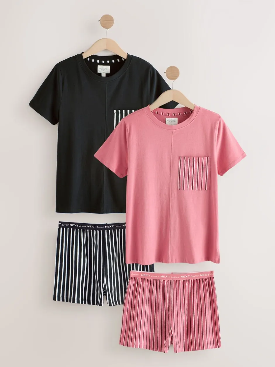 Pyjama's*Next - Korte pyjamaset 2 stuks Zwart/roze streep