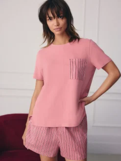 Pyjama's*Next - Korte pyjamaset 2 stuks Zwart/roze streep