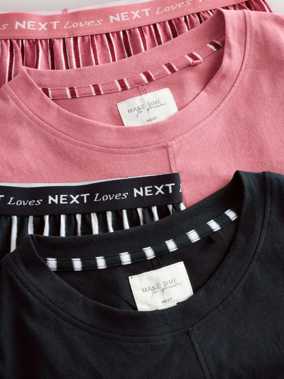 Pyjama's*Next - Korte pyjamaset 2 stuks Zwart/roze streep