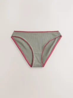 Onderbroeken*Next - Verpakking van 3 geribbelde katoenen slips Zwart/roze/olijfgroen