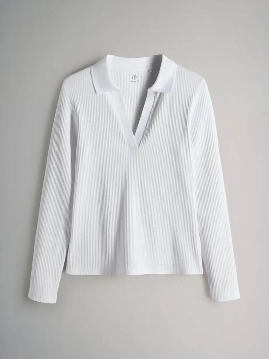 Tops En T-Shirts|The Set - 3 Pack Long Sleeve Ribbed Polo Top Zwart/roze/wit