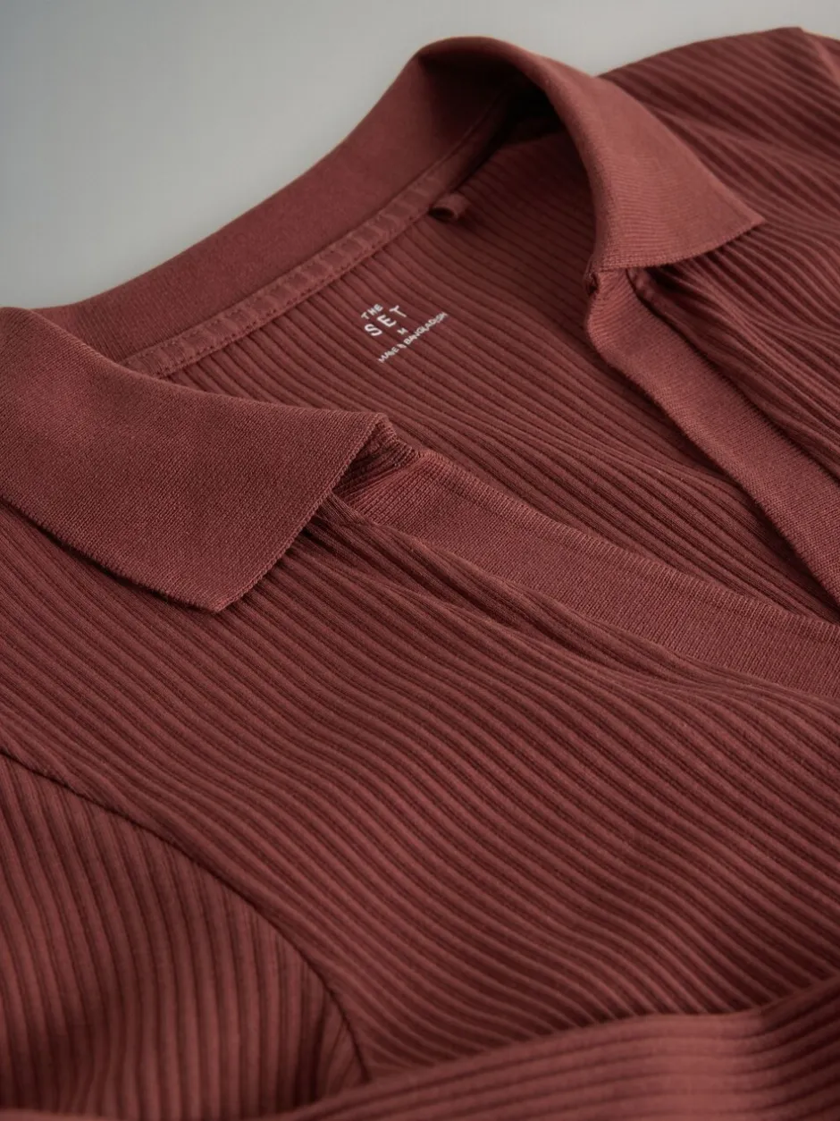 Tops En T-Shirts|The Set - 3 Pack Long Sleeve Ribbed Polo Top Zwart/roze/wit