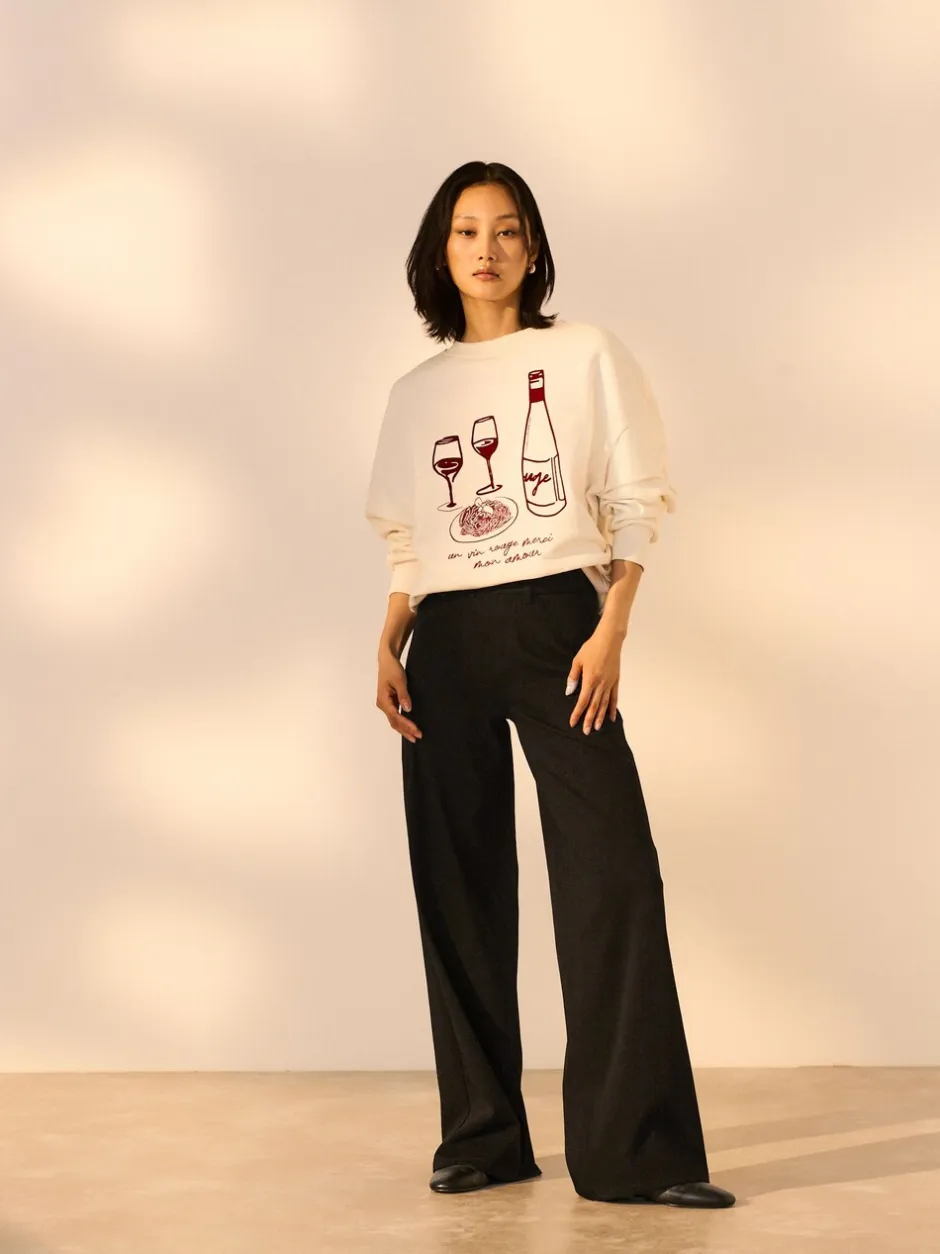 Jeans|Next - Jersey denim broek met wijde pijpen 2 set Zwart/Saliegroen