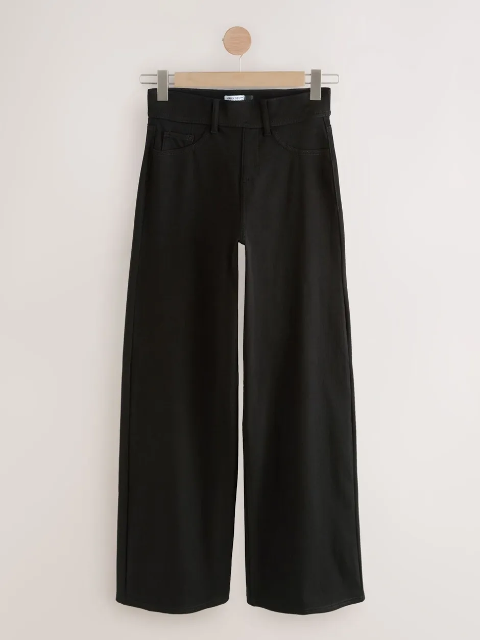 Jeans|Next - Jersey denim broek met wijde pijpen 2 set Zwart/Saliegroen