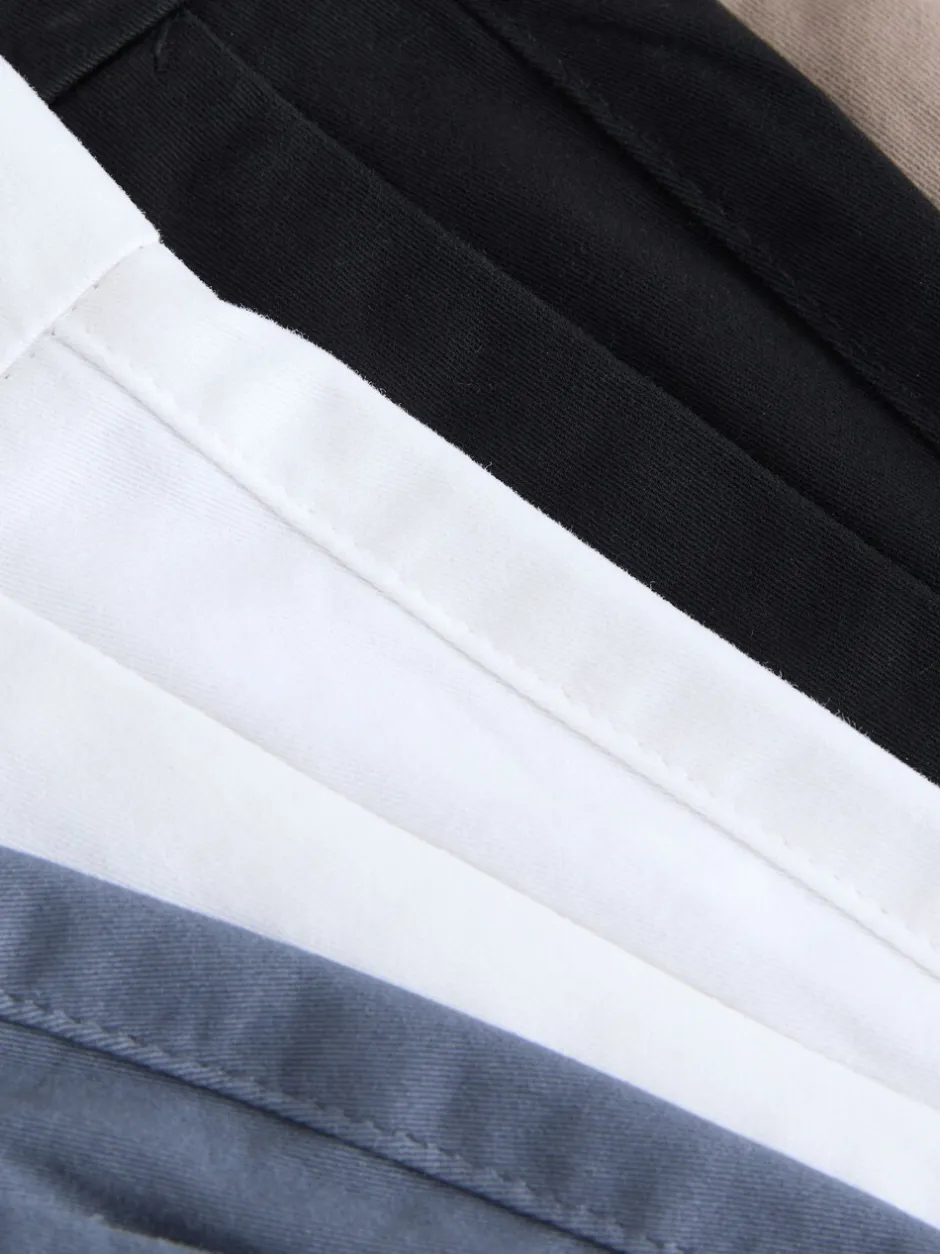 Shorts*Next - Straight fit - Set van 4 chinoshorts met stretch Zwart/vintage Blauw/Wit/Mushroom white