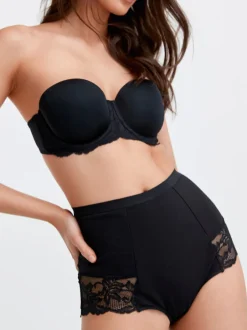 Shapewear|Next Zwart/wit - 2 corrigerende katoenen tummy control slipjes met kanten achterkant