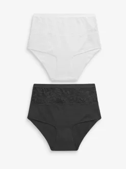 Shapewear*Next Zwart/wit - 2 Vormgevende katoenen slipjes met buikcorrectie en hoge taille