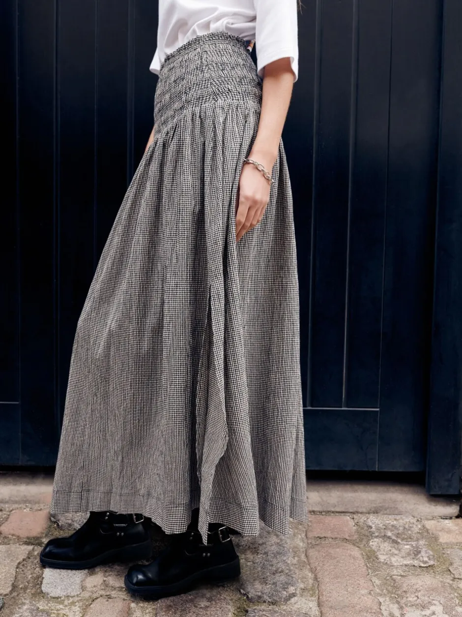 Rokken*Next - Drop Waist Gingham Maxi Skirt Zwart/wit