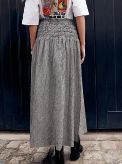 Rokken*Next - Drop Waist Gingham Maxi Skirt Zwart/wit