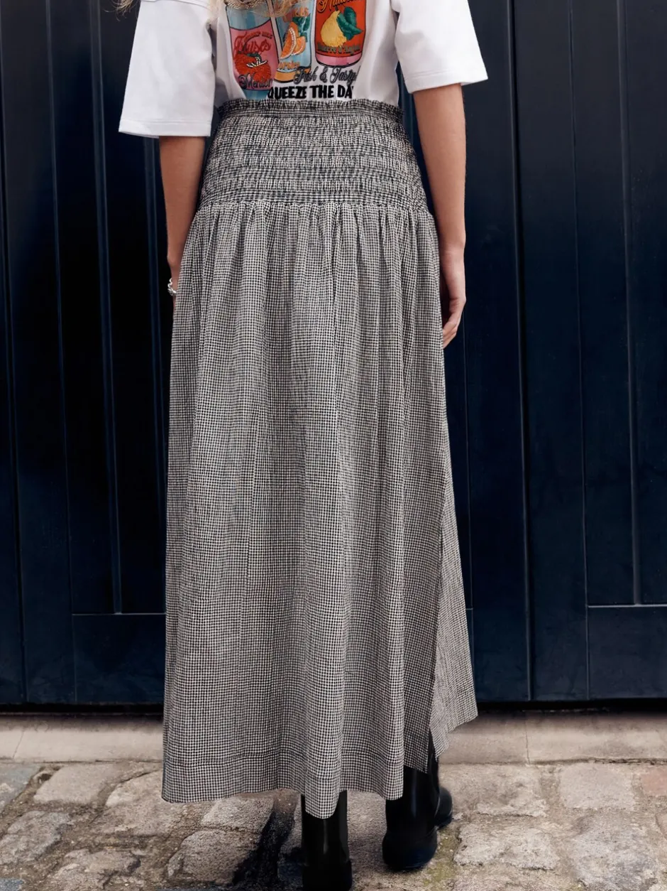 Rokken*Next - Drop Waist Gingham Maxi Skirt Zwart/wit