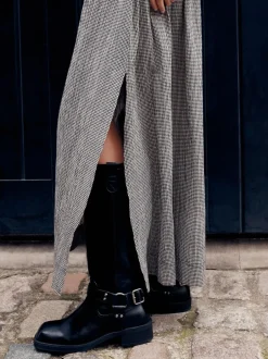 Rokken*Next - Drop Waist Gingham Maxi Skirt Zwart/wit