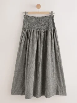 Rokken*Next - Drop Waist Gingham Maxi Skirt Zwart/wit