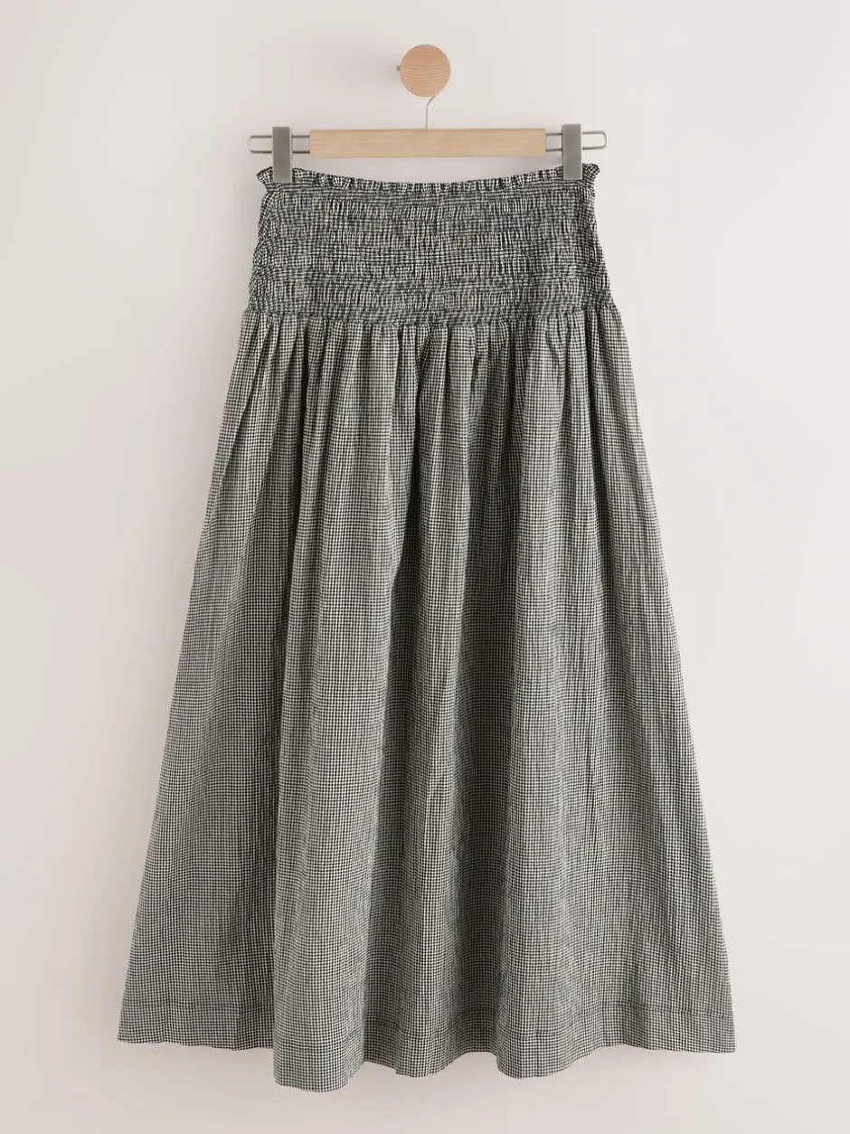 Rokken*Next - Drop Waist Gingham Maxi Skirt Zwart/wit