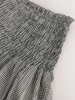 Rokken*Next - Drop Waist Gingham Maxi Skirt Zwart/wit