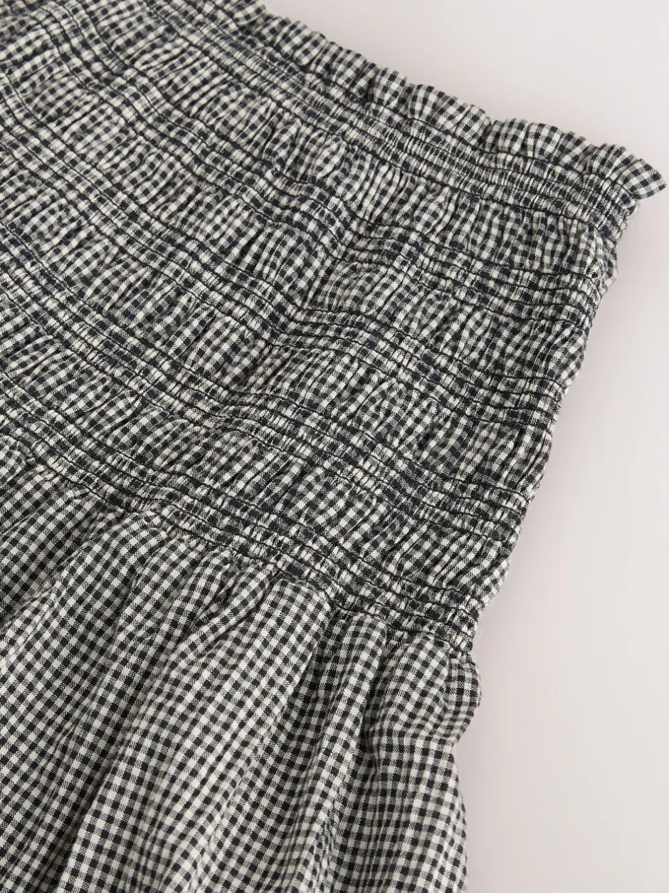 Rokken*Next - Drop Waist Gingham Maxi Skirt Zwart/wit