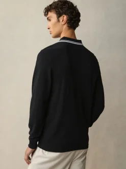 Poloshirts|Fred Perry Zwart/wit - poloshirt met tweekleurige streep op de mouw