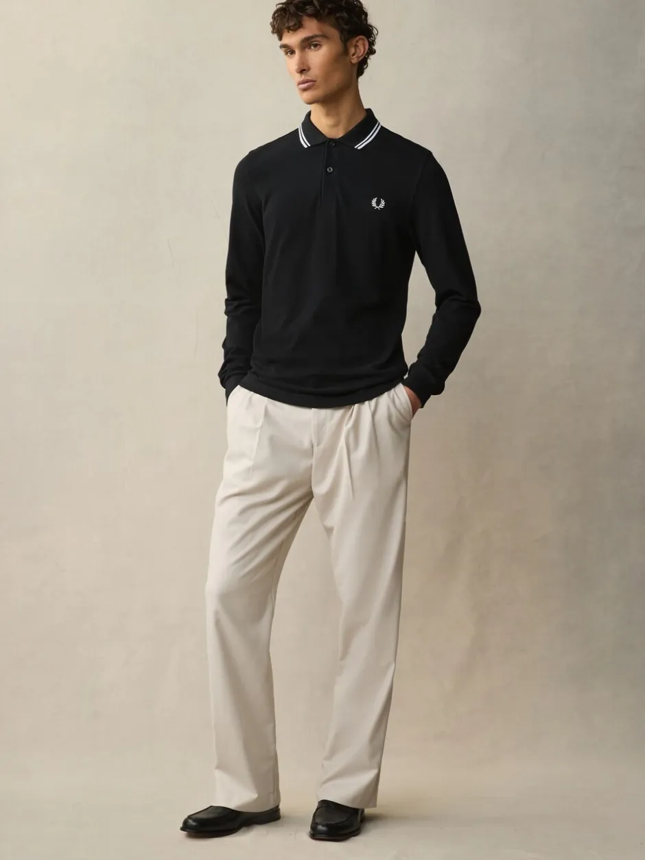 Poloshirts|Fred Perry Zwart/wit - poloshirt met tweekleurige streep op de mouw
