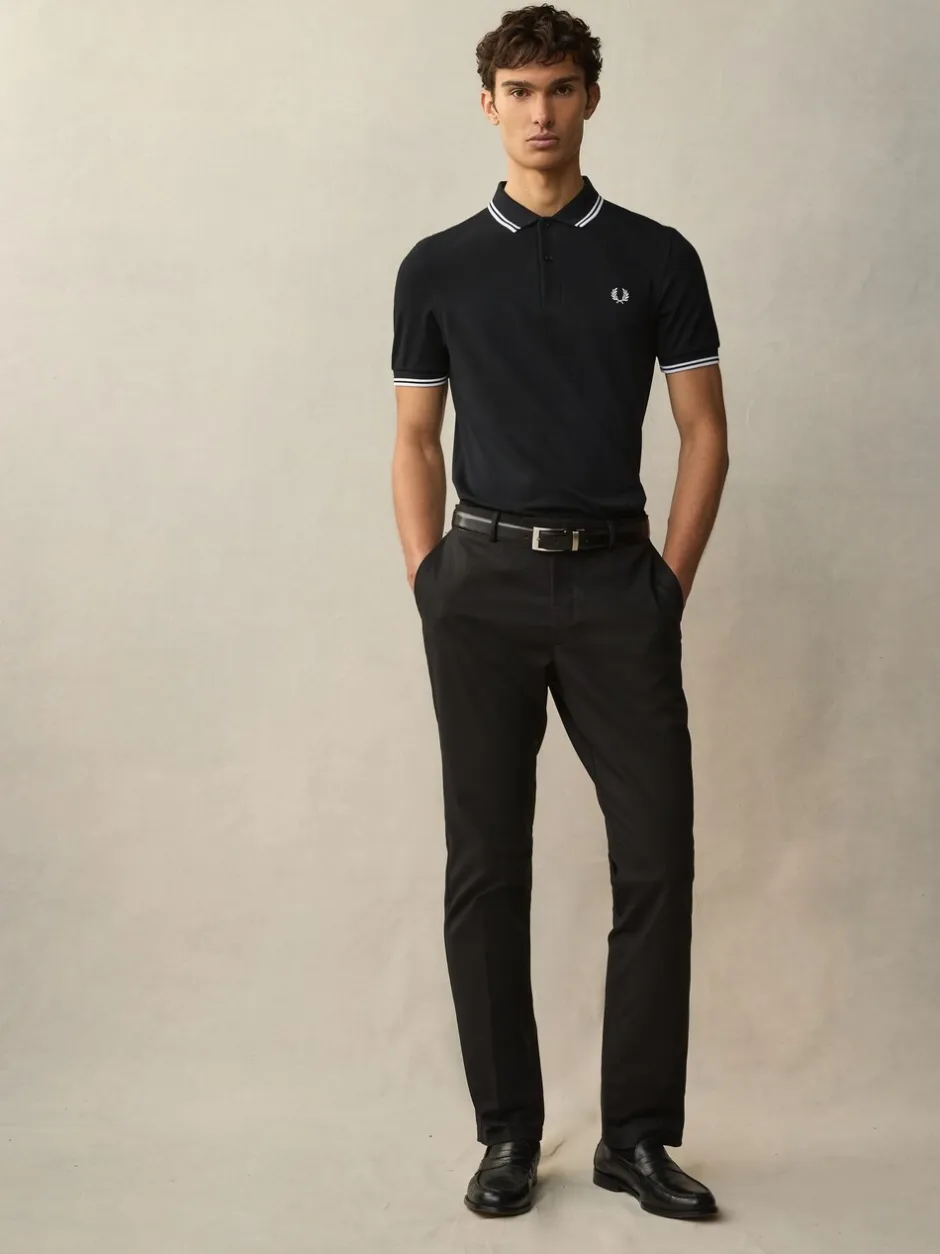Poloshirts*Fred Perry Zwart/wit - poloshirt met gestreepte rand