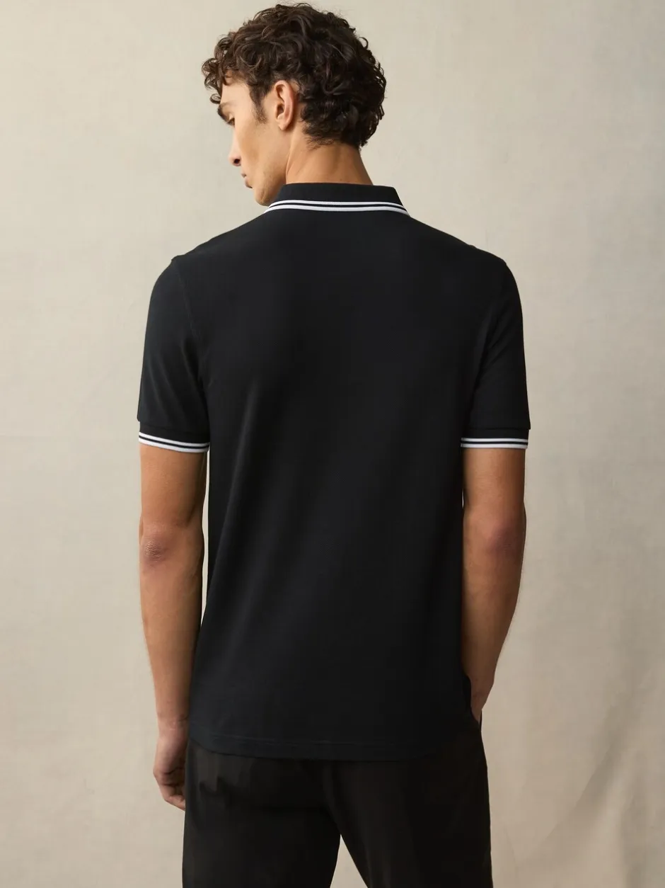 Poloshirts*Fred Perry Zwart/wit - poloshirt met gestreepte rand