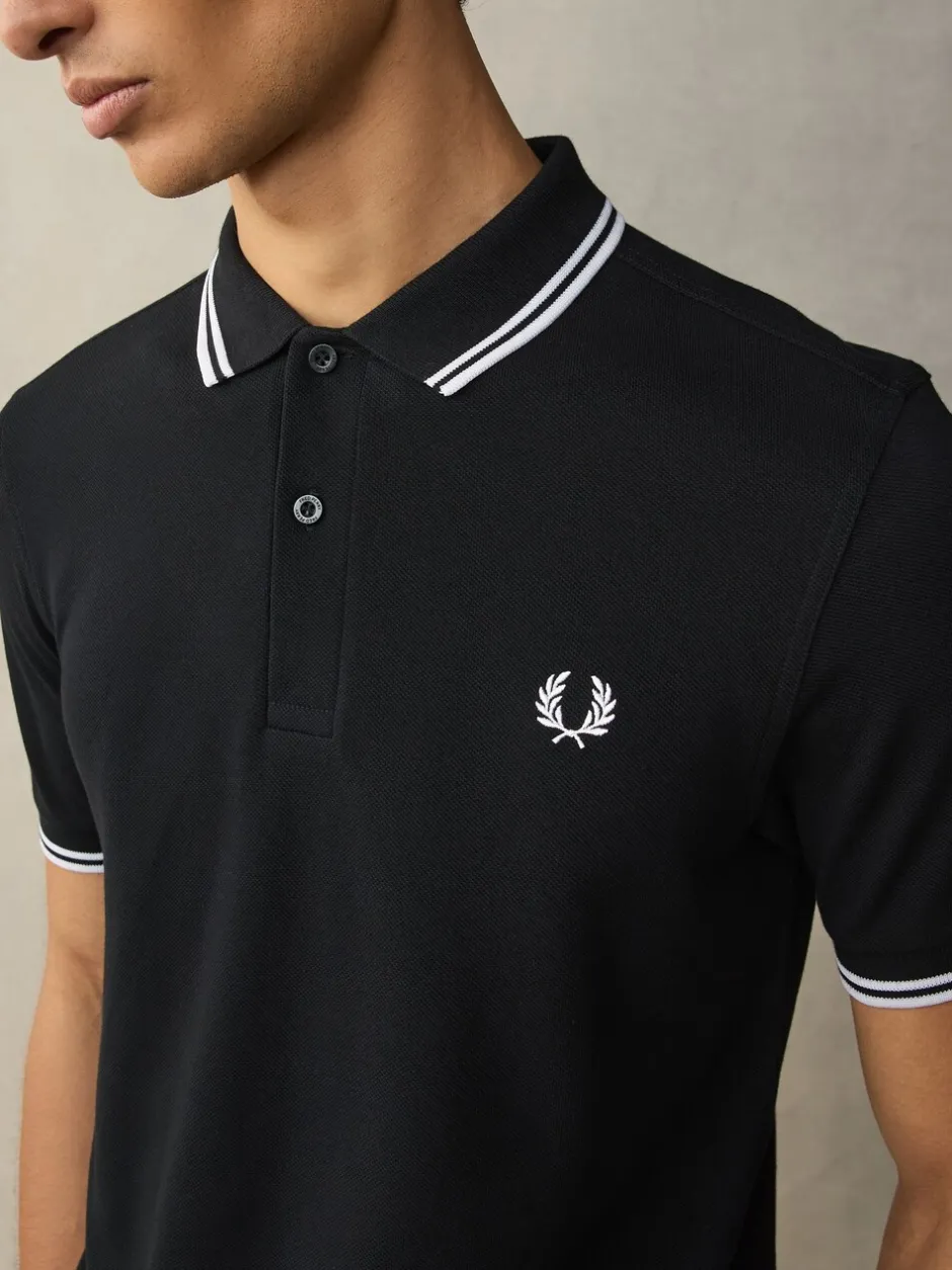Poloshirts*Fred Perry Zwart/wit - poloshirt met gestreepte rand