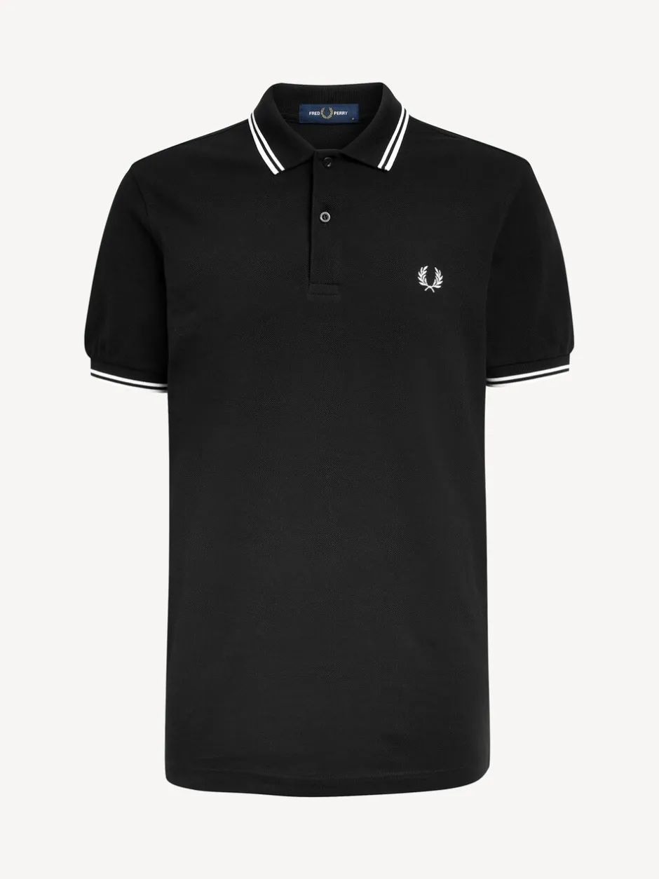 Poloshirts*Fred Perry Zwart/wit - poloshirt met gestreepte rand