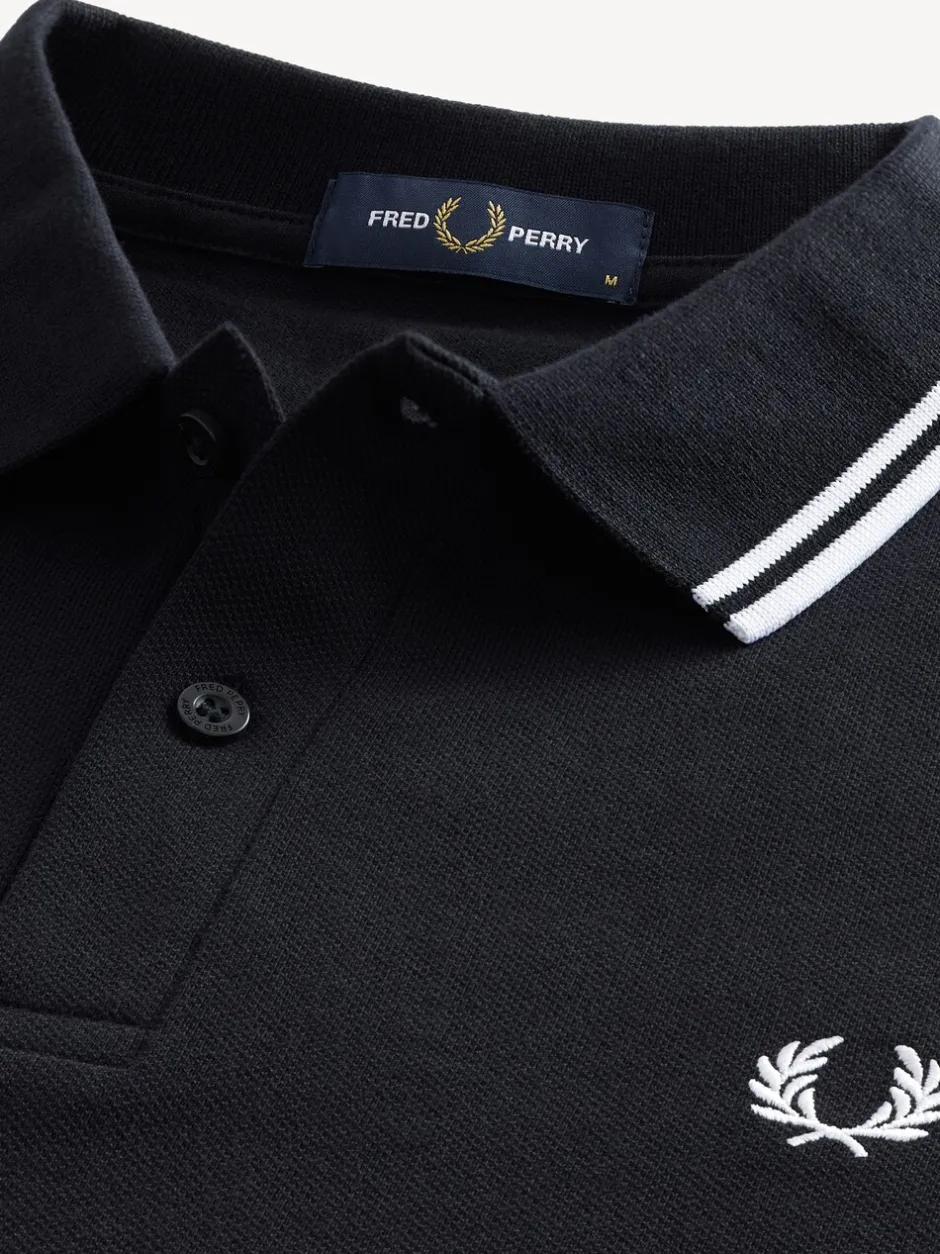 Poloshirts*Fred Perry Zwart/wit - poloshirt met gestreepte rand