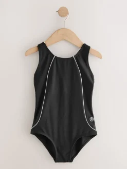 Badkleding|Next - Racerback Swimsuit (3-16yrs) Zwart/wit