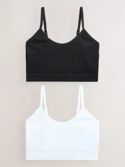 Beha's|self. - Seamless Rib Long Line Bralette 2 Pack Zwart/wit