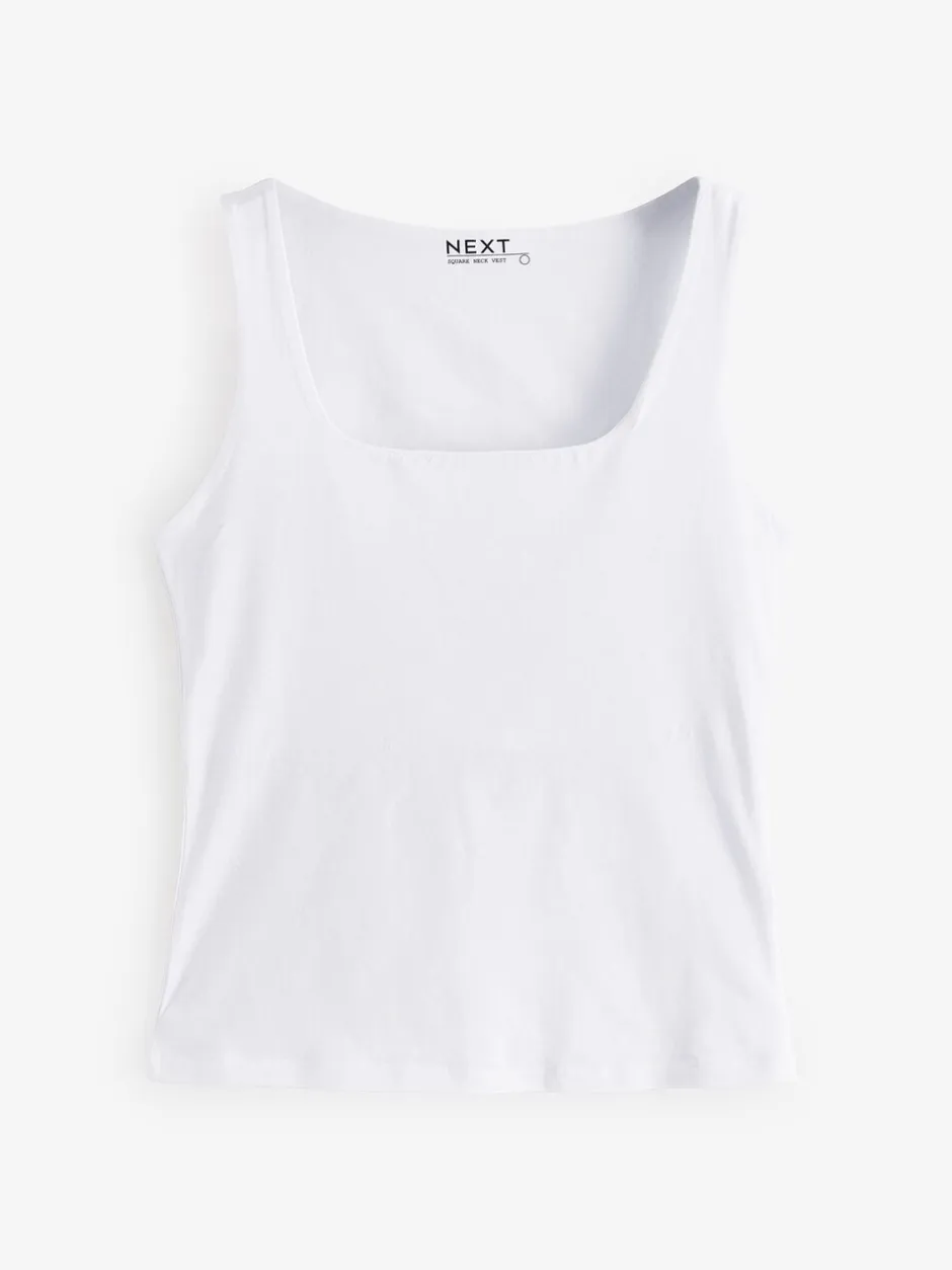 Tops En T-Shirts*Next Zwart/wit - Set van 2 hemdjes met vierkante hals
