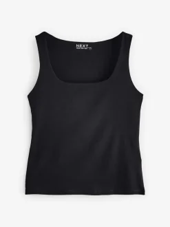 Tops En T-Shirts*Next Zwart/wit - Set van 2 hemdjes met vierkante hals
