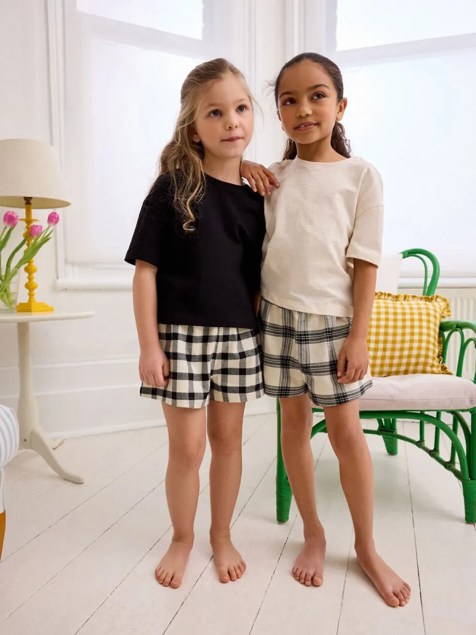 Nachtkleding En Pyjama's|Pyjama's|Next - Set van 2 pyjama's met geweven broek (3-16jr) Zwart/wit