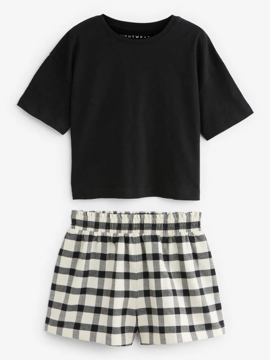 Nachtkleding En Pyjama's|Pyjama's|Next - Set van 2 pyjama's met geweven broek (3-16jr) Zwart/wit