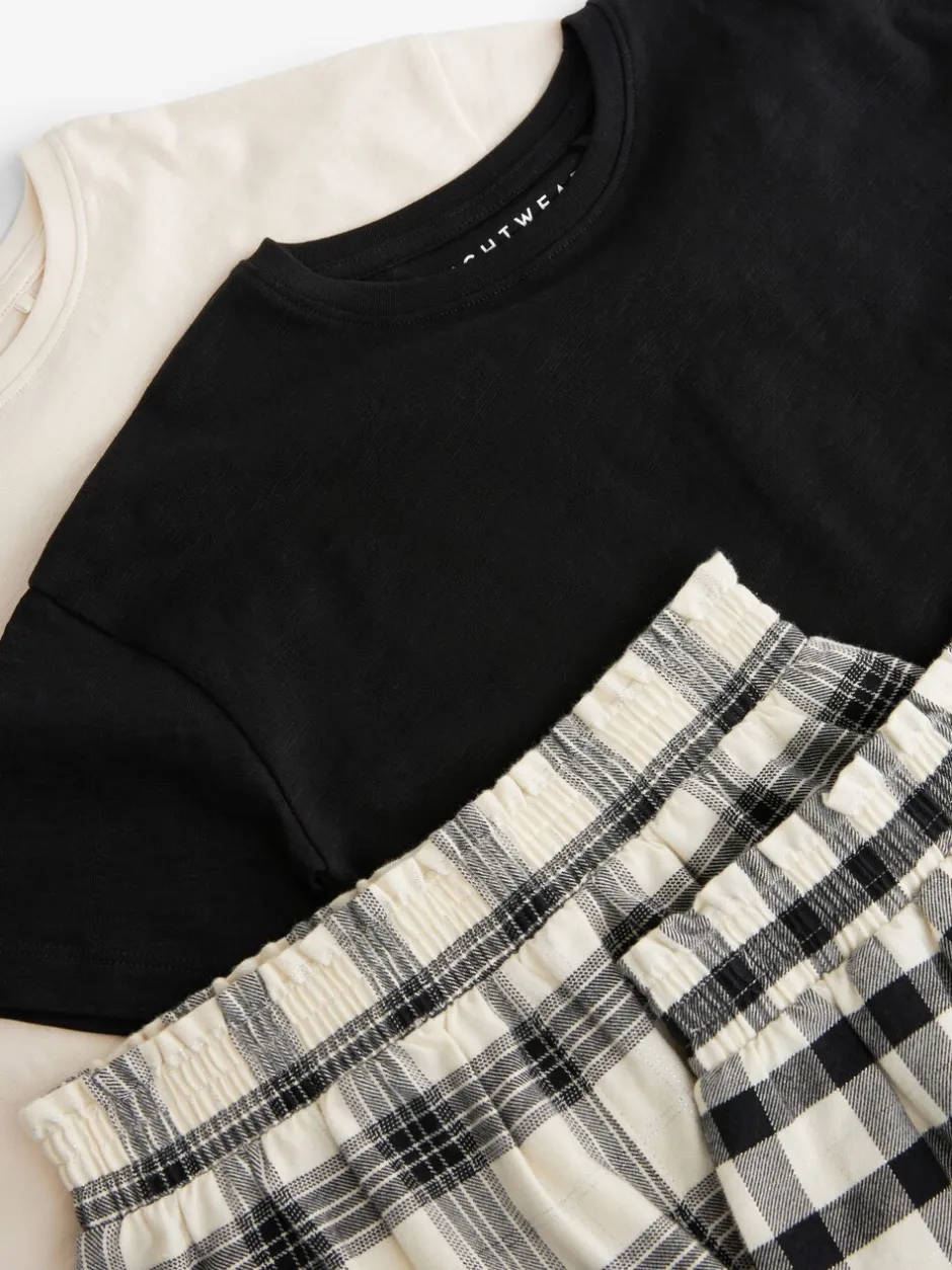 Nachtkleding En Pyjama's|Pyjama's|Next - Set van 2 pyjama's met geweven broek (3-16jr) Zwart/wit
